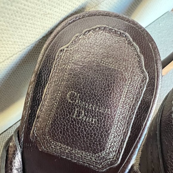 Vintage Christian Dior Y2K Metallic Mule-Sandal Heels With CD Logo - Picture 5 of 8